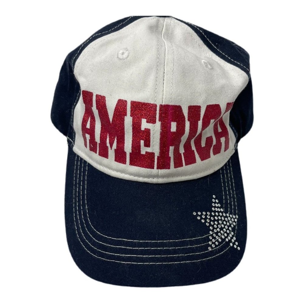 Patriotic USA Stars Bedazzled American Baseball Cap Adjustable